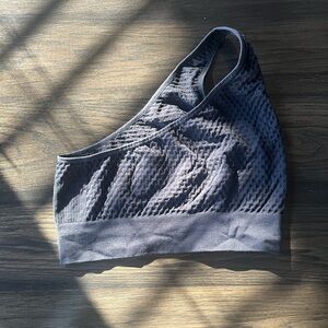 One-Shoulder Textured Zara Bralette - Black